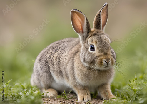 A young European rabbit (Oryctolagus cuniculus) faces the camera.