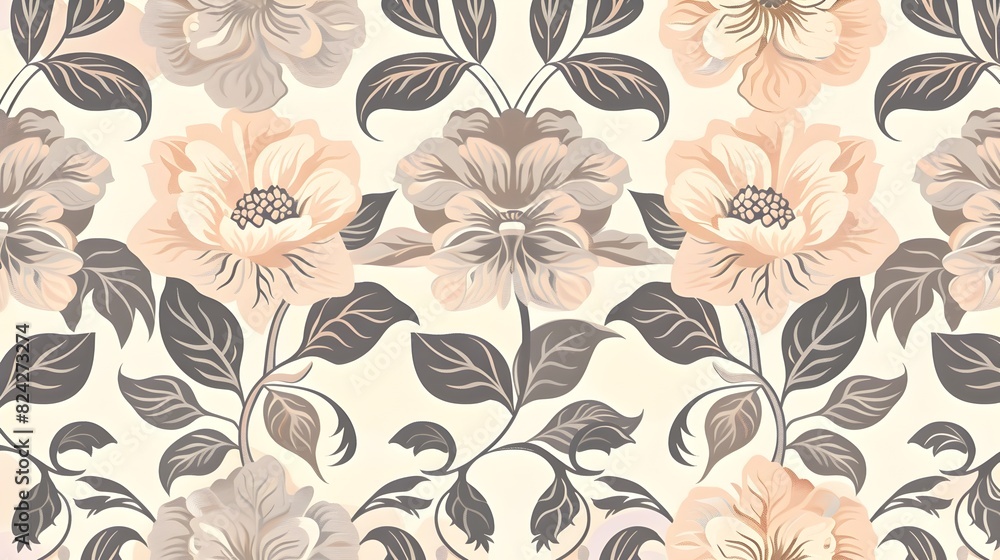 custom made wallpaper toronto digitalMuted Floral Seamless Pattern with Elegant Botanical Motifs in Classic Modern Design