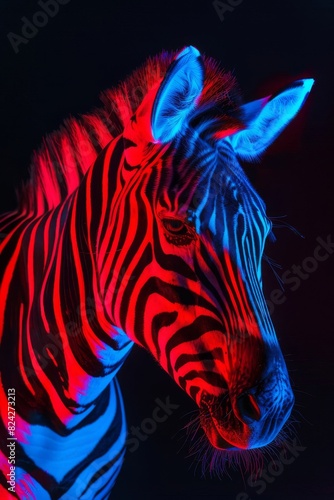 zebra with red and white background
