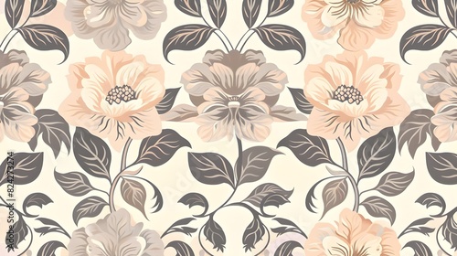 Wallpaper Mural Muted Floral Seamless Pattern with Elegant Botanical Motifs in Classic Modern Design Torontodigital.ca