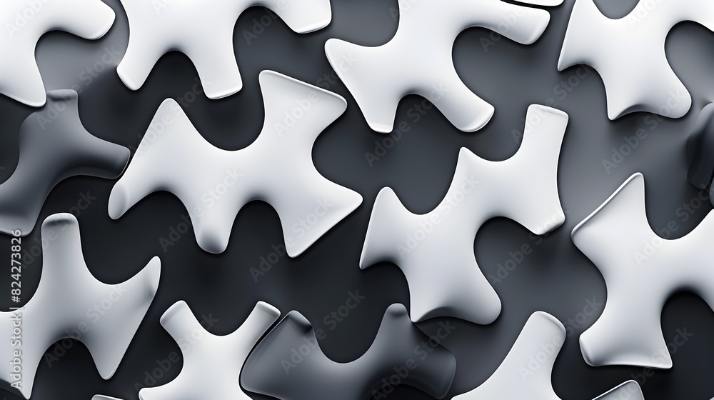 Interlocking Geometric Shapes in Elegant Monochrome Composition Interlocking Geometric Shapes in Elegant Monochrome Composition
