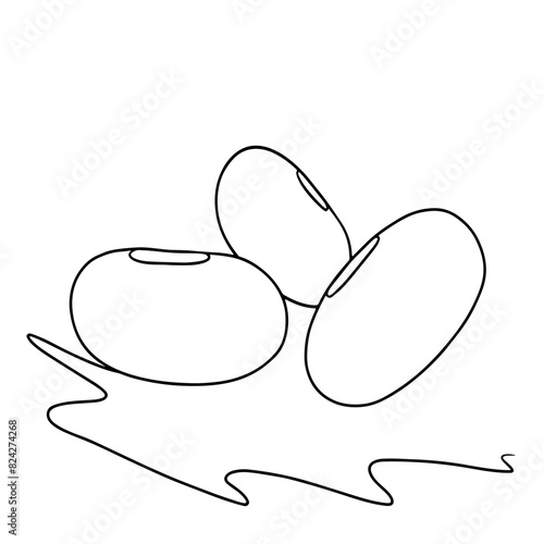 Continuous line drawing of beans. Vector illustration.