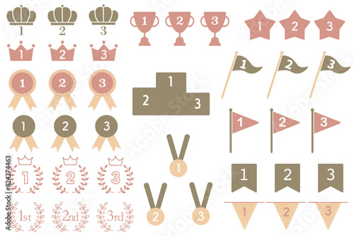 かわいいランキングのフラットアイコンセット　くすみカラー