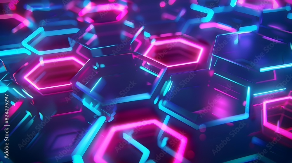 Mesmerizing Hexagonal Neon Abstraction Vibrant Geometric Backdrop for Branding Advertising or Digital Art Mesmerizing Hexagonal Neon Abstraction Vibrant Geometric Backdrop for Branding Advertising or Digital Art