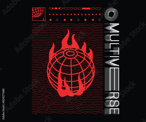 multiverse with burning earth