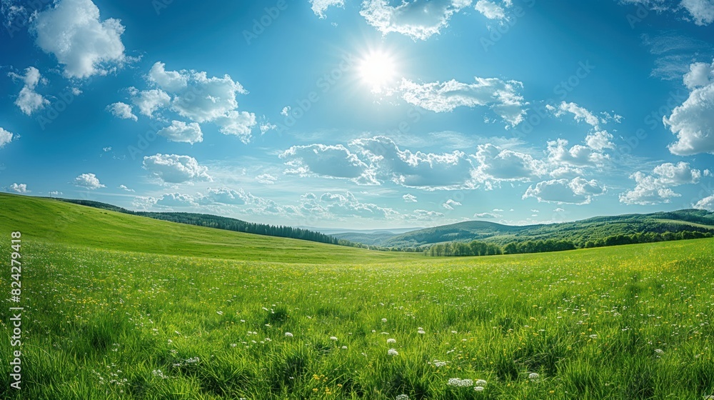 Sunny Day on Rolling Green Meadow Sunny Day on Rolling Green Meadow