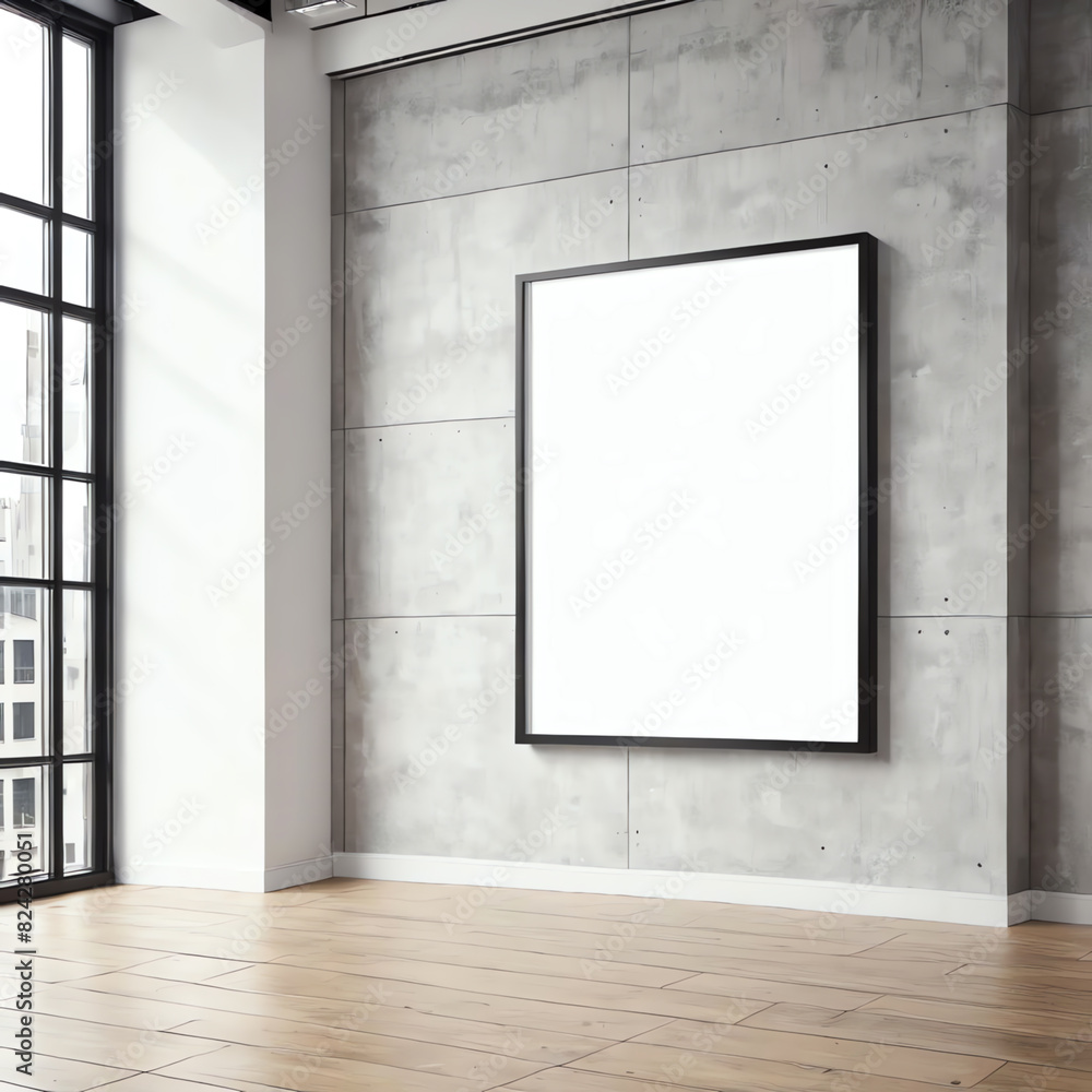 blank poster frame copy space mockup in modern building interior blank poster frame copy space mockup in modern building interior