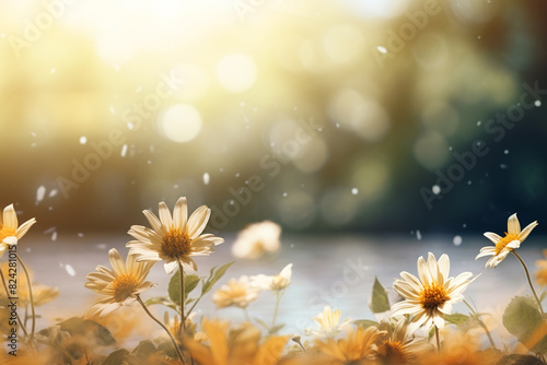 Bright Green Leaves in Sunlight on a Sunny Day. flowers. © yod67