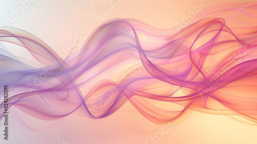 Digital smoke, flowing forms in translucent colors ,Iridescent gradient soft fabric floating on white background ,Soft pastel colors blend seamlessly in a wavy gradient abstract background
