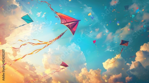 International kite day concept with copy space area for text