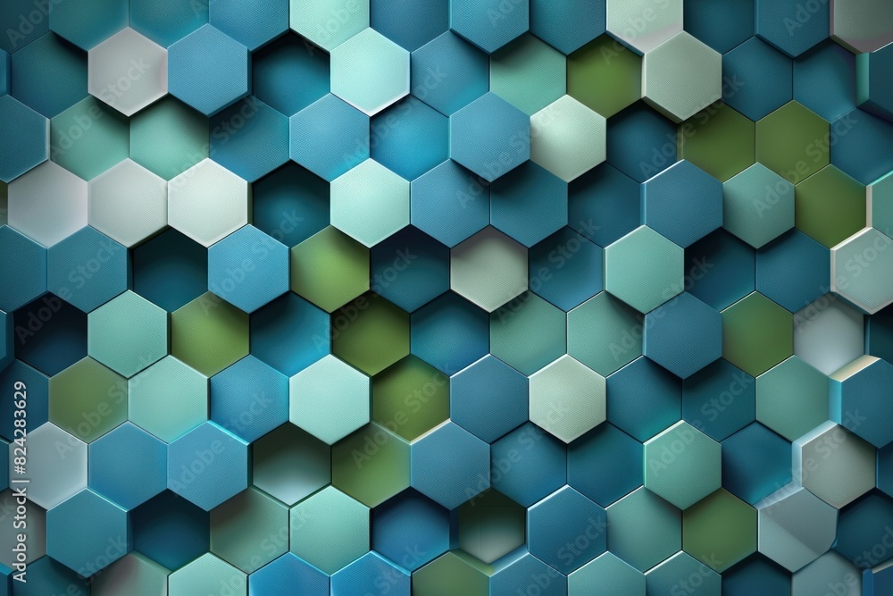 Blue and green hexagon symmetry background. AI Generative Blue and green hexagon symmetry background. AI Generative