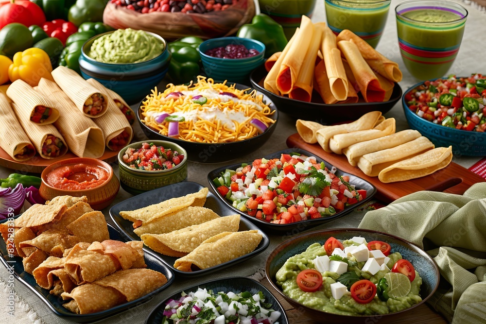 Lively selection of traditional Mexican snacks and appetizers brings joy to social gatherings, showcasing the rich flavors of Mexican cuisine.