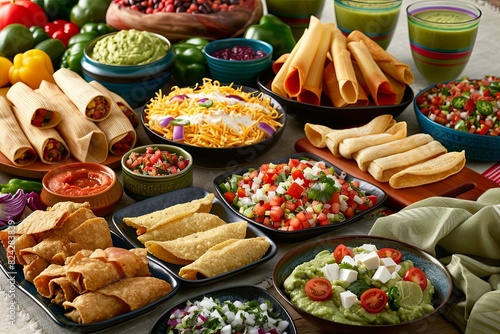 Lively selection of traditional Mexican snacks and appetizers brings joy to social gatherings  showcasing the rich flavors of Mexican cuisine.
