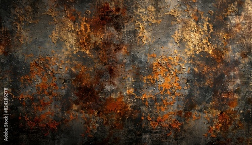 rusty metal texture with rust and oil on a dark background.