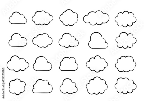 ビジネスに使えるクラウド雲アイコン手描き