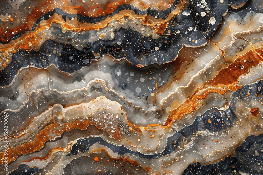 Macro photography of the surface level of a grain of sand, showing unique geological textures and patterns in earth-tone colors. Macro photography of the surface level of a grain of sand, showing unique geological textures and patterns in earth-tone colors.