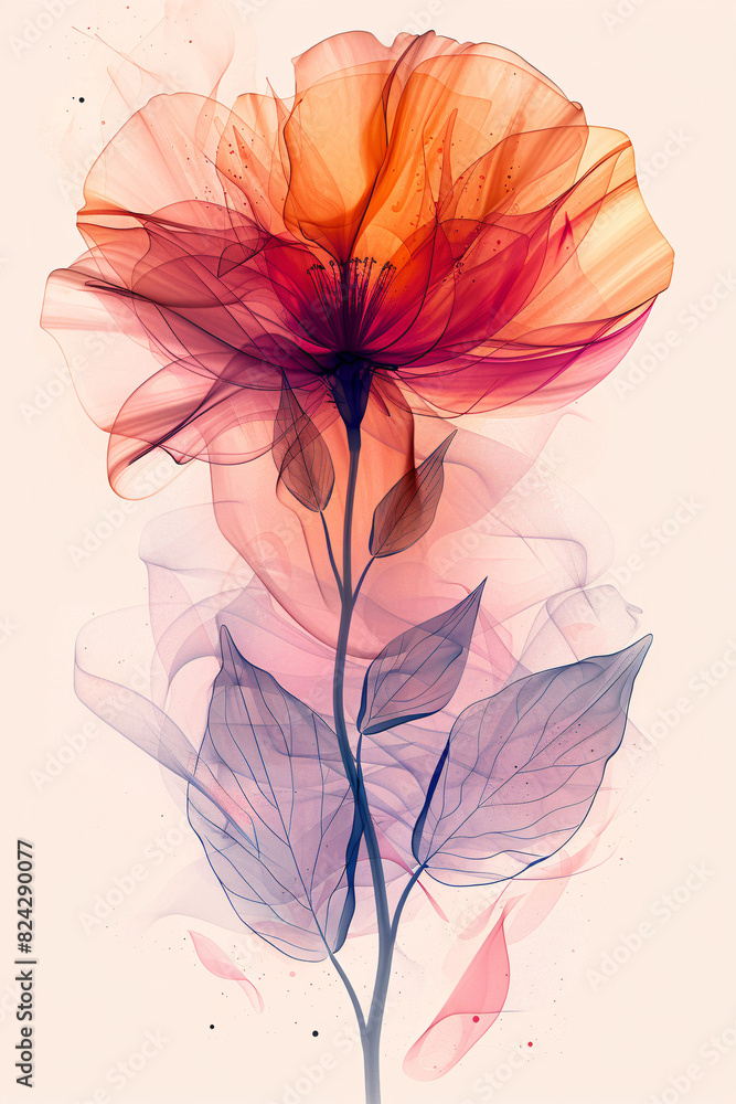 Fototapeta premium Beautiful transparent colored flowers 
