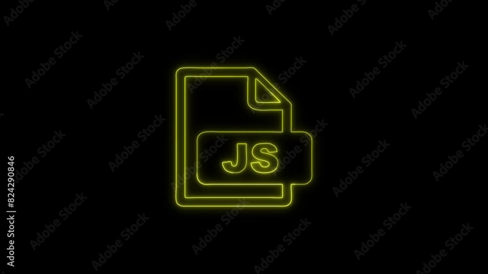 Neon Glowing JS File Icon and Symbol Animation on Black Background Neon Glowing JS File Icon and Symbol Animation on Black Background