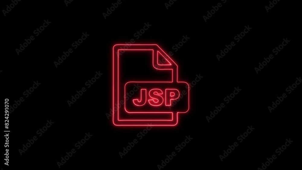 Neon Glowing JSP File Icon and Symbol Animation on Black Background Neon Glowing JSP File Icon and Symbol Animation on Black Background