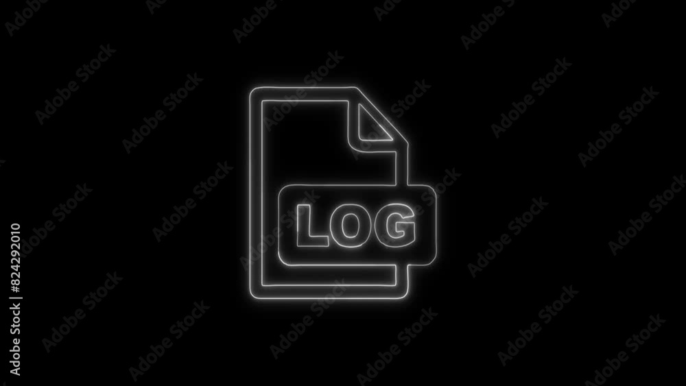 Neon Glowing LOG File Icon and Symbol Animation on Black Background Neon Glowing LOG File Icon and Symbol Animation on Black Background