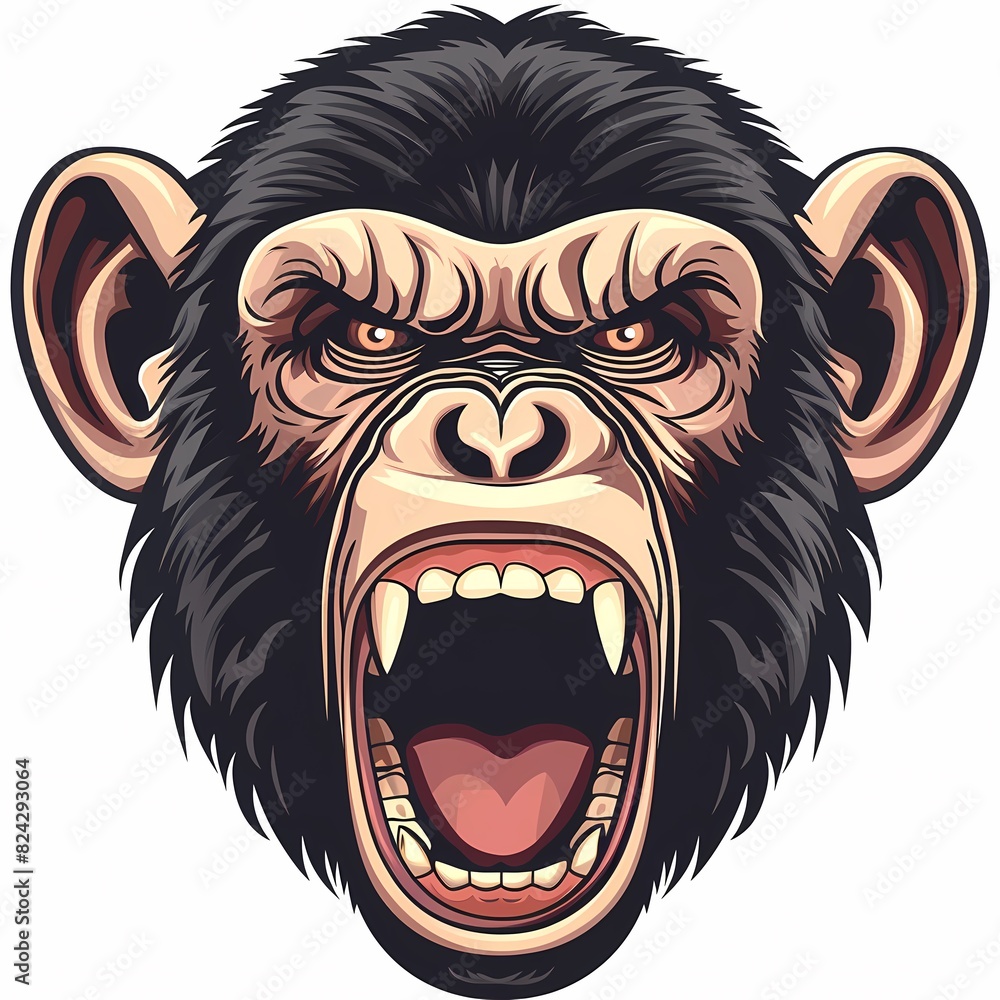 Angry screaming chimpanzee mascot