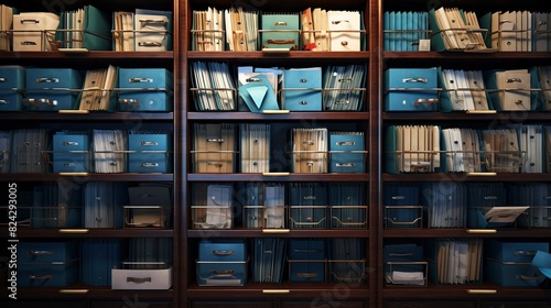 A photo of a well-organized legal filing system