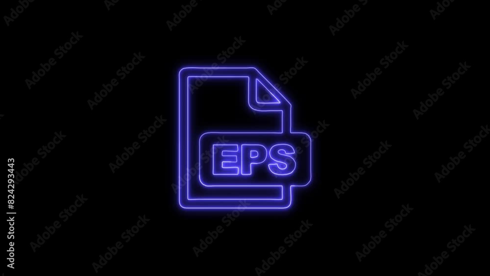 Neon Glowing EPS File Format Icon and Symbol Animation on Black Background Neon Glowing EPS File Format Icon and Symbol Animation on Black Background