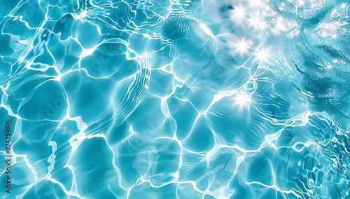 top view of water in swimming pool, blue color, seamless pattern.