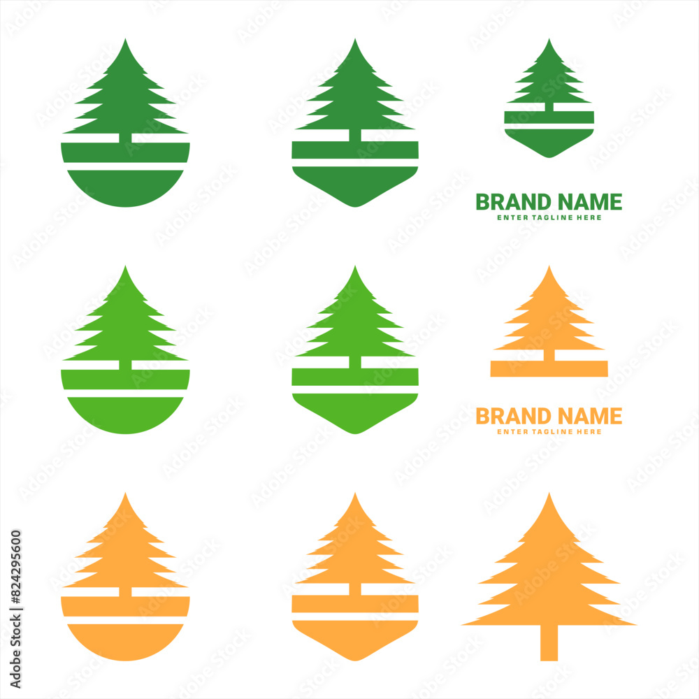 Fototapeta premium fir tree logo design, mountain, premium vector mountain and spruce design, outdoor logo, camper logo design
