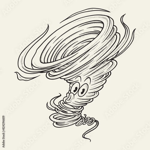 wind mascot retro cartoon ilustration