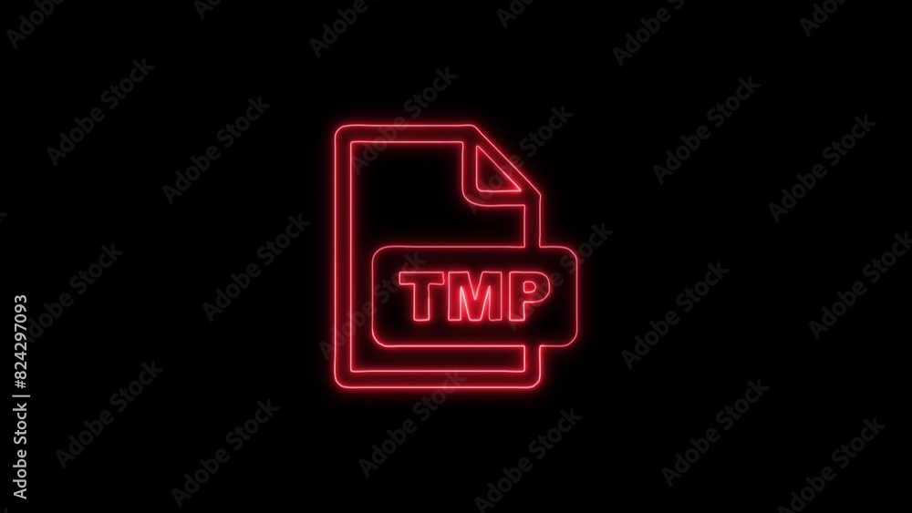 Neon Glowing TMP File Icon and Symbol Animation on Black Background Neon Glowing TMP File Icon and Symbol Animation on Black Background