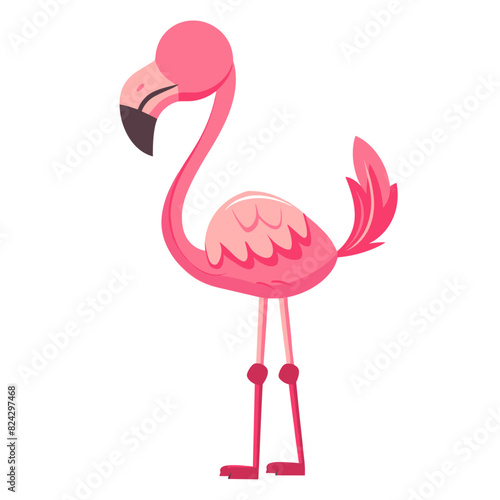 A bright pink flamingo in a graceful pose