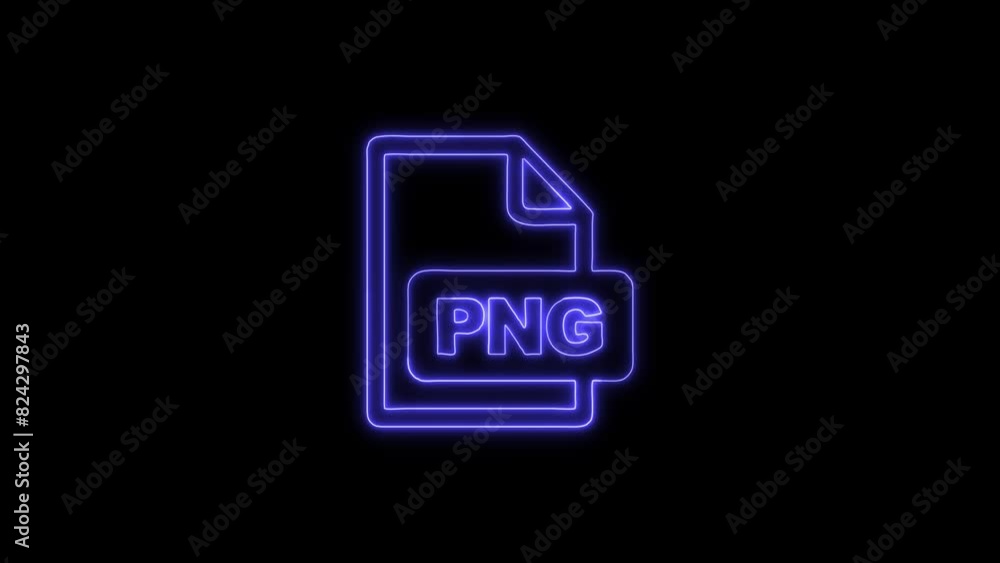 Neon Glowing PNG File Icon and Symbol Animation on Black Background Neon Glowing PNG File Icon and Symbol Animation on Black Background