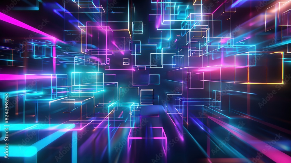 These prompts provide a variety of futuristic abstract backgrounds with colorful glowing lines forming shapes, and include space for text These prompts provide a variety of futuristic abstract backgrounds with colorful glowing lines forming shapes, and include space for text