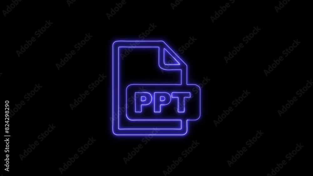 Neon Glowing PPT File Icon and Symbol Animation on Black Background Neon Glowing PPT File Icon and Symbol Animation on Black Background
