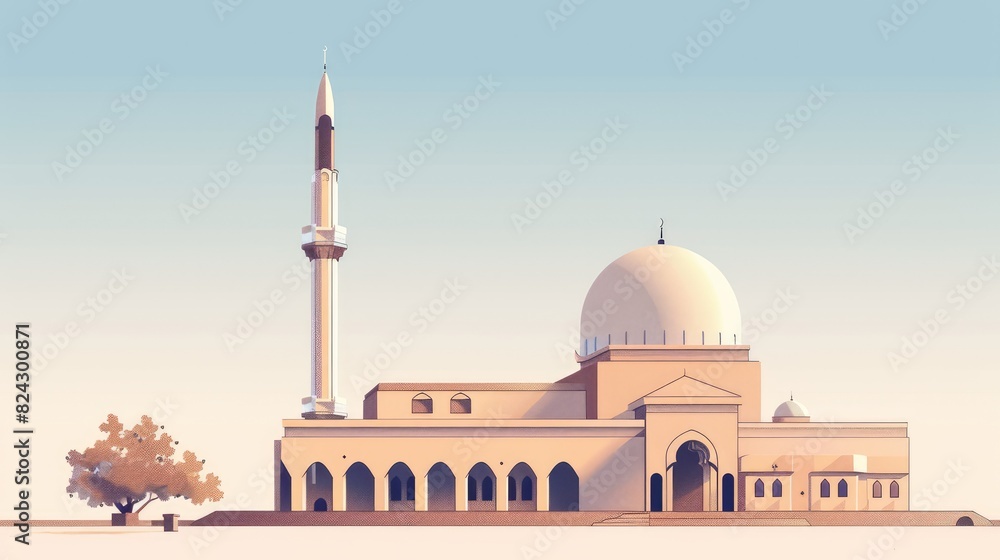 Obraz premium Serenity in Design Minimalist Illustration of an Islamic Mosque