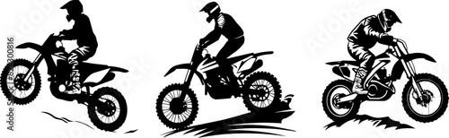 Motorcross Riders Performing Stunts and Jumps on Motorbikes