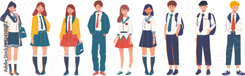 Group of Students in School Uniforms Standing Together