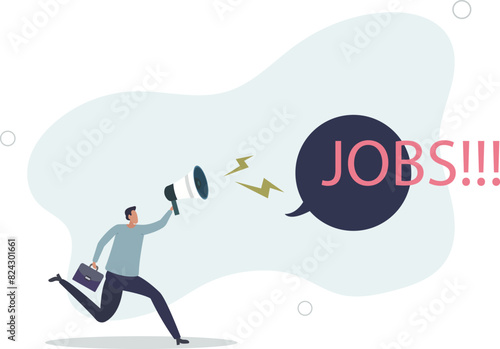 Job advertising or vacancy announcement, human resources recruitment,flat vector illustration.