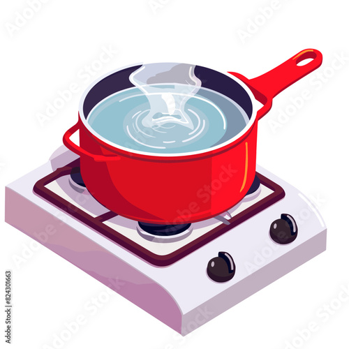 A pot of water boiling on a stove