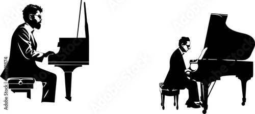 Talented Pianists Captured in Dynamic Silhouettes Playing Grand Pianos With Passion