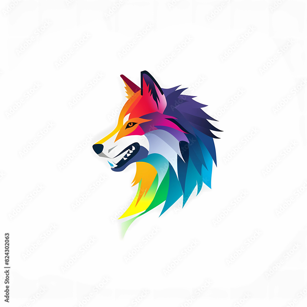 The wild wolf head logo has a colorful pattern that is suitable for design. The wild wolf head logo has a colorful pattern that is suitable for design.