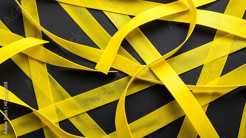 Wallpaper Mural  High-Quality Set of Yellow Adhesive Tape Strips Isolated on Black Background - Top View | Perfect for Crafts, Repairs, and DIY Projects Torontodigital.ca