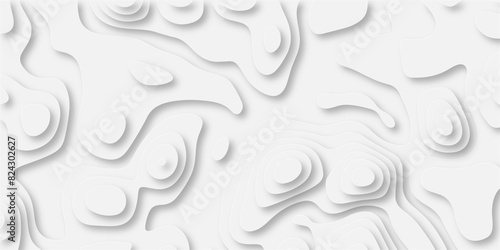 Abstract wavy line 3d paper cut gray background with shadows. Abstract realistic papercut decoration textured with wavy layers. Topographic contour lines vector map seamless pattern vector. photo