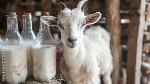 Fresh goat milk from happy goats. AIG535 photo