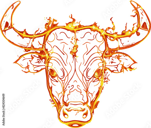 Fiery Taurus, The Flaming Bull Head Silhouette