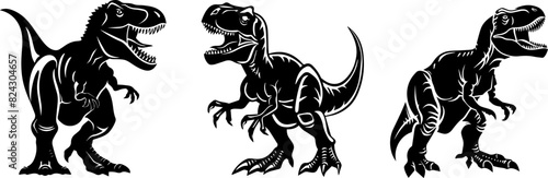 Roaring Dinosaurs in Silhouette, Prehistoric Titans Unleashed