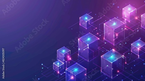 cube graph with binary code, futuristic elements concept,blockchain technology concept