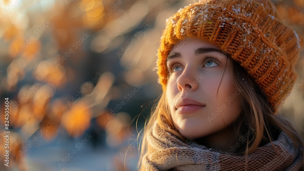 Close Up Portrait of beauty girl enjoying nature outdoors, on a field. Autumn time. Close Up Portrait of beauty girl enjoying nature outdoors, on a field. Autumn time.