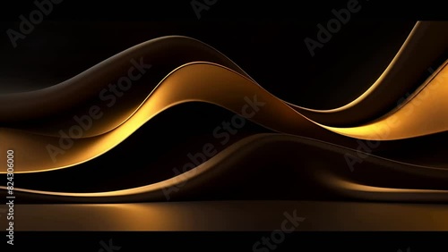 Black luxury corporate background with golden lines and shape. Seamless looping motion design. Video animation Ultra HD 4K 3840x2160
 photo